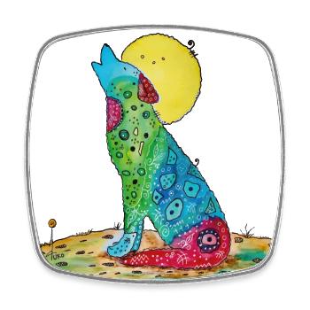 Howling Wolf Illustration - Square fridge magnet - white - Front