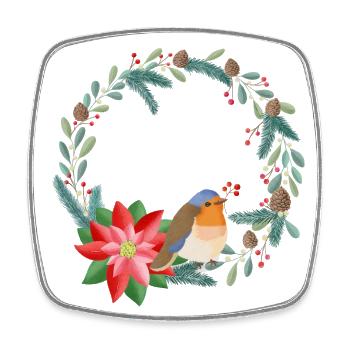 Weihnachtskranz personalisierbar mit deinem Text - Viereckiger Kühlschrankmagnet - Weiß - Vorne