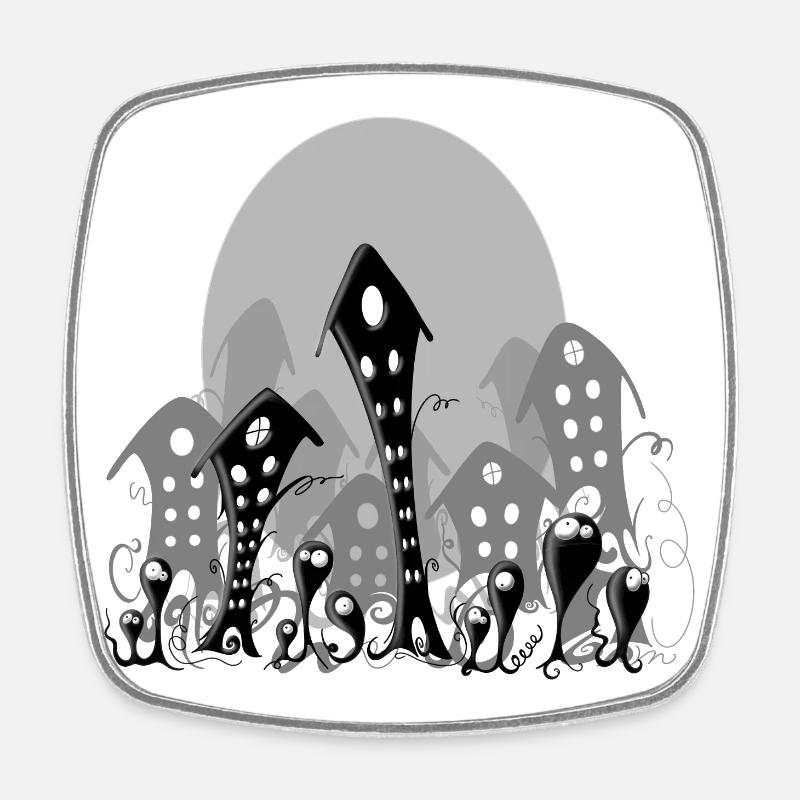 Grey World - Square fridge magnet - white