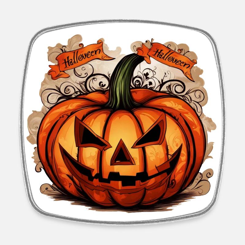 Halloween: Big Pumpkin - Square fridge magnet - white