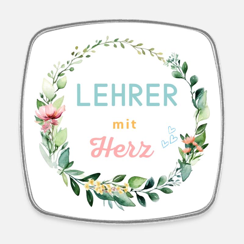 Lehrer mit Herz - personalisierbares Design - Viereckiger Kühlschrankmagnet - Weiß