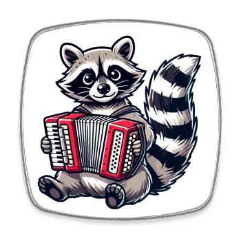 Waschbär Musik - Viereckiger Kühlschrankmagnet - Weiß - Vorne