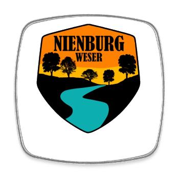 nienburg weser Fluss mit Bäumen - Viereckiger Kühlschrankmagnet - Weiß - Vorne