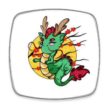 Dragon Kawaii - Magnet carré - blanc - Devant