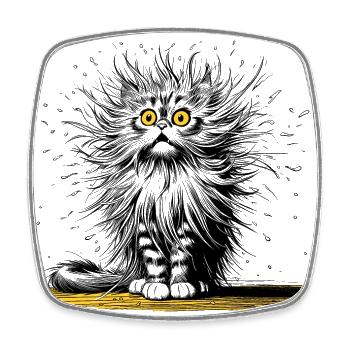 witzige Katze, lachen, Lacher - Viereckiger Kühlschrankmagnet - Weiß - Vorne