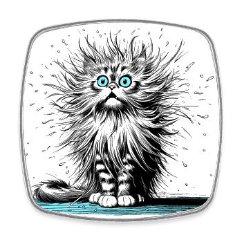 Cat Electric, Cat Funny, Cat Funny - Square fridge magnet - white - Front