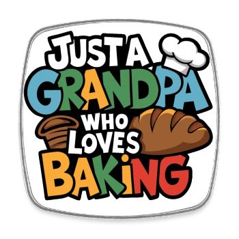 Grandpa is a baker, our grandpa likes to bake - Square fridge magnet - white - Front