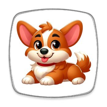Corgi 15 - Square fridge magnet - white - Front