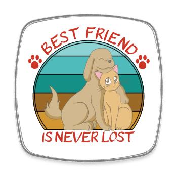 Chat et chien mignons - Magnet carré - blanc - Devant