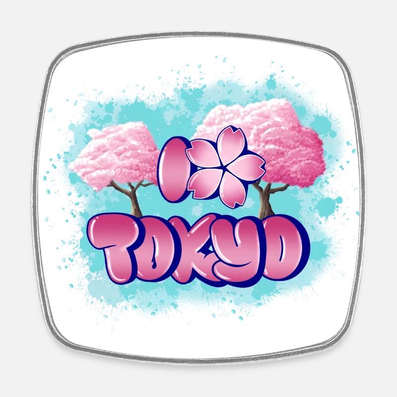Cherry blossom in Tokyo - Square fridge magnet - white