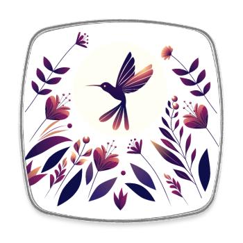 Kolibri im Blumenfeld - Viereckiger Kühlschrankmagnet - Weiß - Vorne