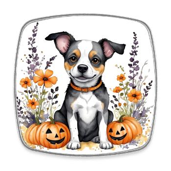 Halloween-Welpe - Viereckiger Kühlschrankmagnet - Weiß - Vorne