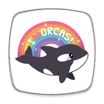 Süß Ich liebe Orcas Regenbogen - Viereckiger Kühlschrankmagnet - Weiß - Vorne