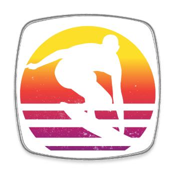 Surfer Retro Surfing Surfen Sonnenuntergang - Viereckiger Kühlschrankmagnet - Weiß - Vorne
