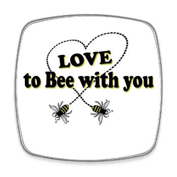 Love to bee with you mit Herz - Viereckiger Kühlschrankmagnet - Weiß - Vorne