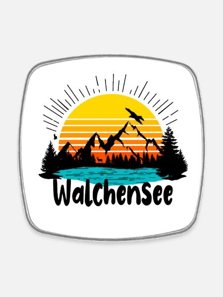 Walchensee Berge - Viereckiger Kühlschrankmagnet - Weiß