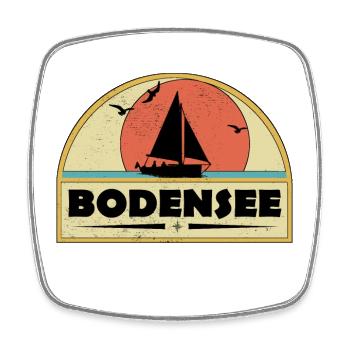 Bodensee mit Sonnenuntergang und Segelboot - Viereckiger Kühlschrankmagnet - Weiß - Vorne