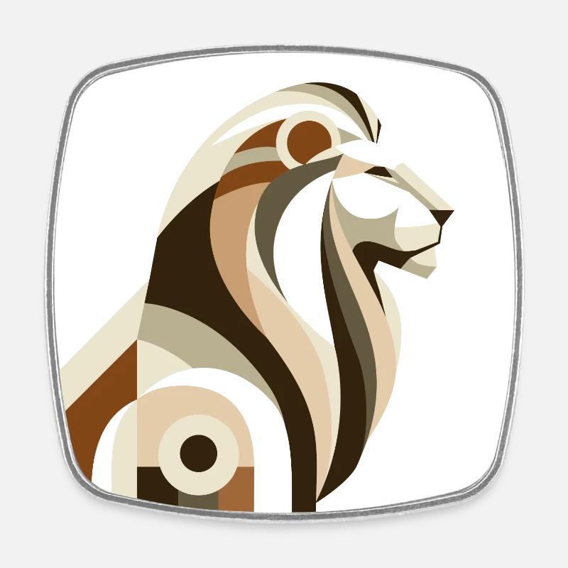 Abstract Lion - Square fridge magnet - white