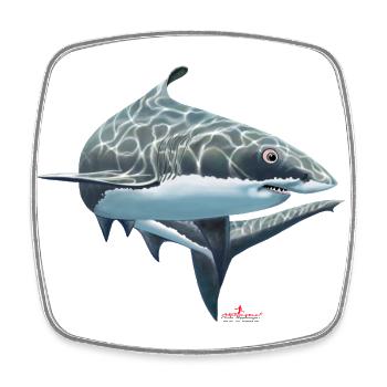 Grand requin blanc / requin - Magnet carré - blanc - Devant