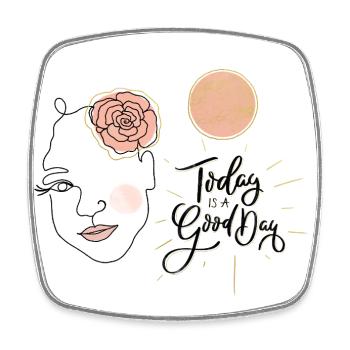 Today is a Good Day. Mädchengesicht. - Viereckiger Kühlschrankmagnet - Weiß - Vorne