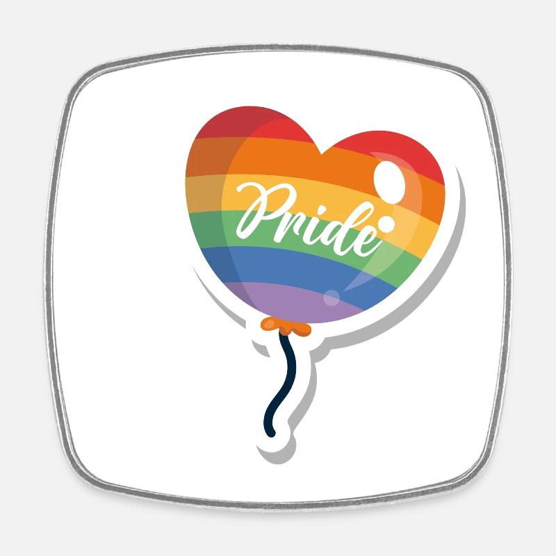 Pride Heart-shaped balloon Rainbow, LGBTQ+ - Square fridge magnet - white
