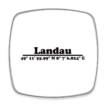 Landau in der Pfalz Koordinaten - Viereckiger Kühlschrankmagnet - Weiß - Vorne