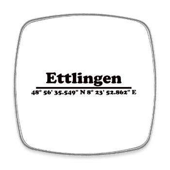 Ettlingen Koordinaten - Viereckiger Kühlschrankmagnet - Weiß - Vorne