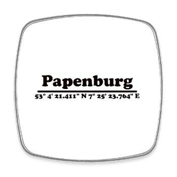 Papenburg Koordinaten - Viereckiger Kühlschrankmagnet - Weiß - Vorne