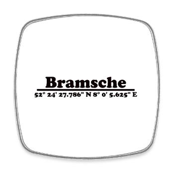 Bramsche Koordinaten - Viereckiger Kühlschrankmagnet - Weiß - Vorne