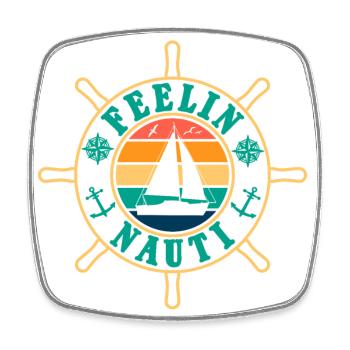 Feelin Nauti Je sens voilier nautique - Magnet carré - blanc - Devant