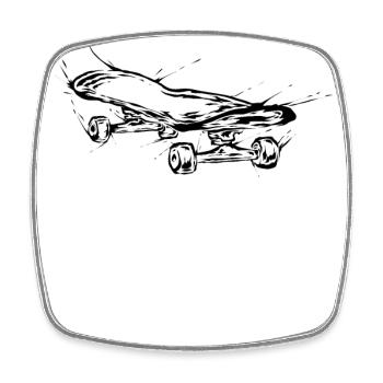 Skater Skateboard - Viereckiger Kühlschrankmagnet - Weiß - Vorne
