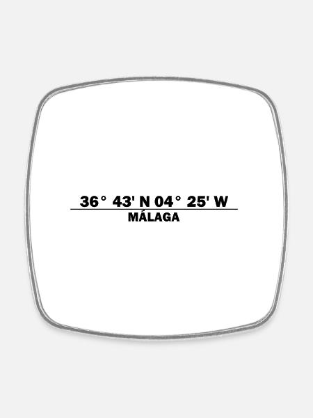 Malaga Coordinates - Square fridge magnet - white