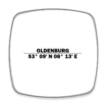 Oldenburg Koordinaten - Viereckiger Kühlschrankmagnet - Weiß - Vorne