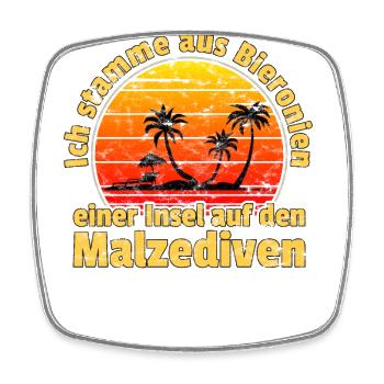 Ich stamme aus Bieronien auf den Malzediven - Viereckiger Kühlschrankmagnet - Weiß - Vorne
