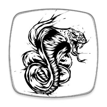 Serpent Cobra - Magnet carré - blanc - Devant