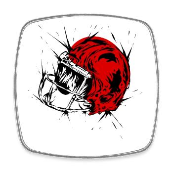 Casque de football américain Rugby - Magnet carré - blanc - Devant