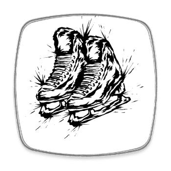 Patins de hockey sur glace - Magnet carré - blanc - Devant