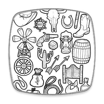 Wild West - Square fridge magnet - white - Front