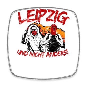 Leipzig und nicht anders UPDATE - Viereckiger Kühlschrankmagnet - Weiß - Vorne