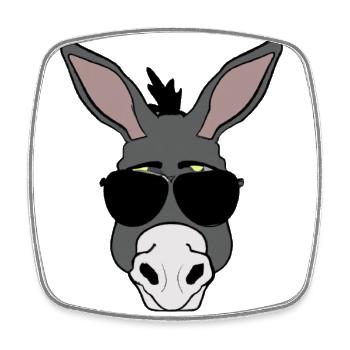 Cool donkey with sunglasses - Square fridge magnet - white - Front