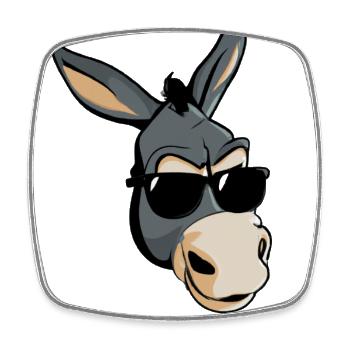 Âne cool avec des lunettes de soleil - Magnet carré - blanc - Devant
