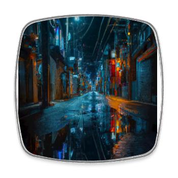 Cyber City SciFi abstrait - Magnet carré - blanc - Devant