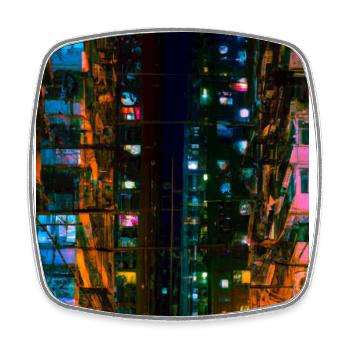 Cyber City SciFi abstrait - Magnet carré - blanc - Devant