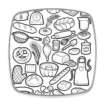 Baking & Bakery Doodles - Square fridge magnet - white - Front