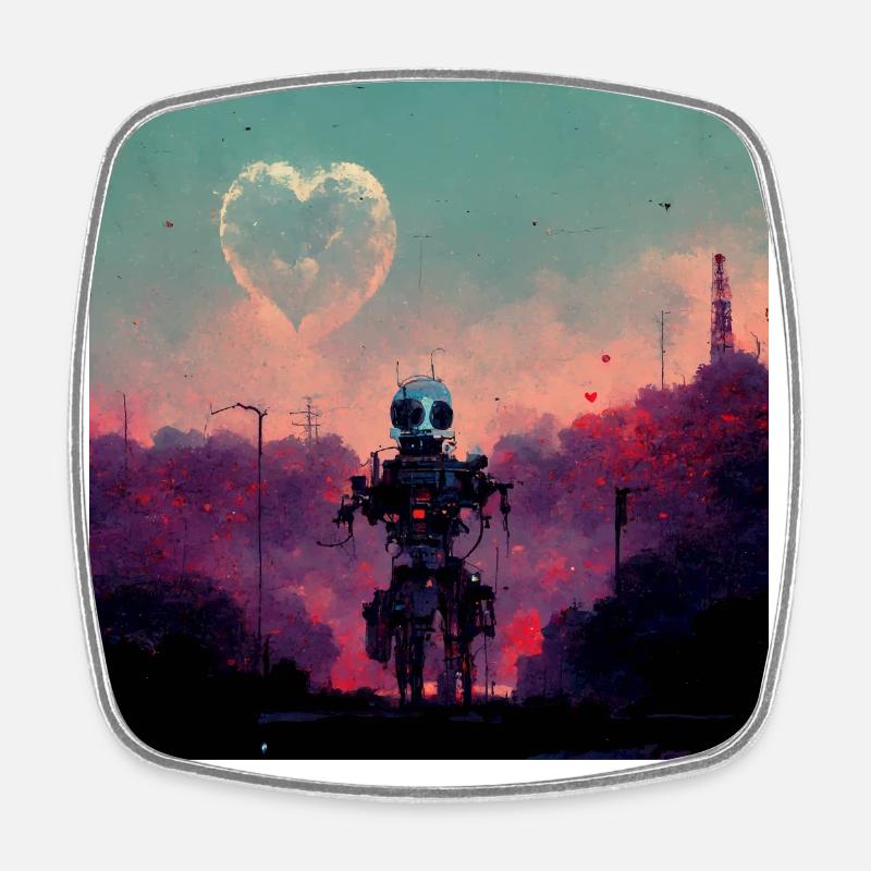 Machine Love - Square fridge magnet - white