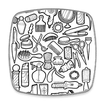 Hairdresser & Barber Doodles - Square fridge magnet - white - Front