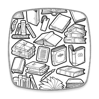 Books Doodle - Square fridge magnet - white - Front
