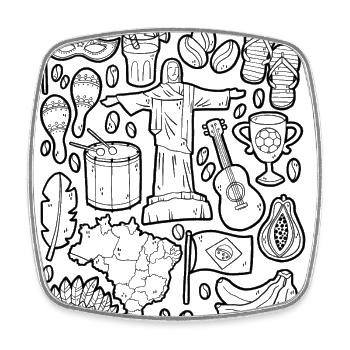 Brazil - Square fridge magnet - white - Front
