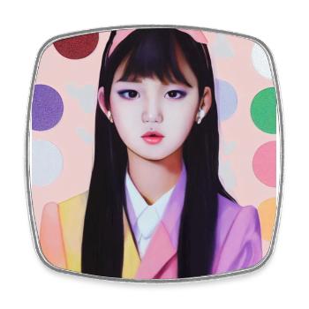 Mignonne K Pop Idol de Corée sur une photo d’école - Magnet carré - blanc - Devant
