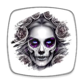 Totenkopf Frau - Fantasy - Viereckiger Kühlschrankmagnet - Weiß - Vorne